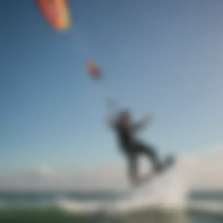 A close-up view of a power kite trainer in action, showcasing its design and features.