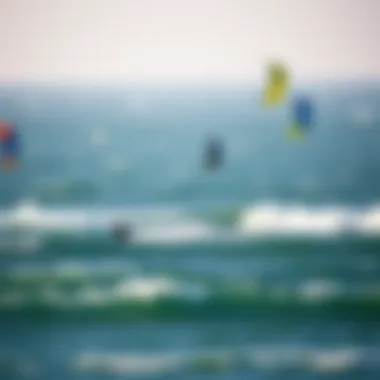 Aerial View of Power Kites in Competition Aerial view of power kites in action during a competition