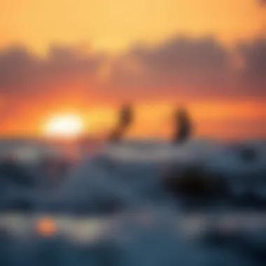 Scenic Kitesurfing Destination A picturesque kitesurfing location at sunset