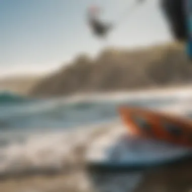 Close-up of kiteboarding equipment used for strike rides