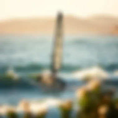 Harmony with Nature: Hydrofoiling Scenic view of a hydrofoil sailboard in nature