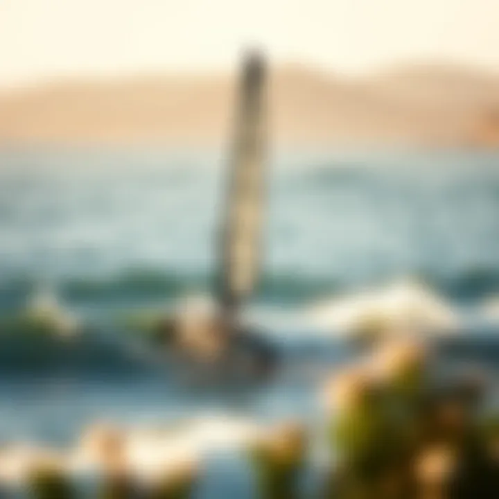 Harmony with Nature: Hydrofoiling Scenic view of a hydrofoil sailboard in nature