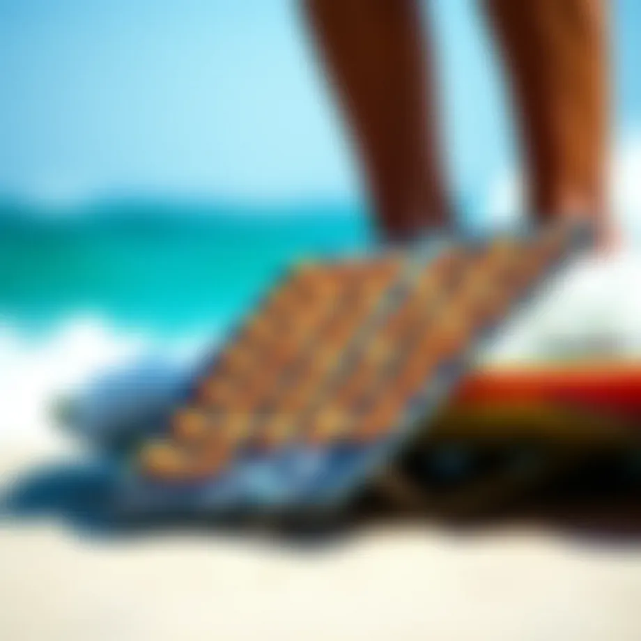 A close-up view of a high-quality traction pad used in kiteboarding