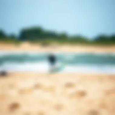 Ideal Kiteboarding Beach Conditions in Michigan A serene beach setting ideal for kiteboarding with wind indicators