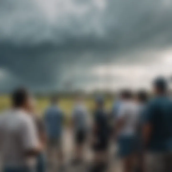 A community gathering discussing the impact of weather radar on local activities.