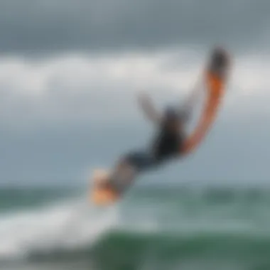 A kiteboarder enjoying optimal conditions while checking weather updates.