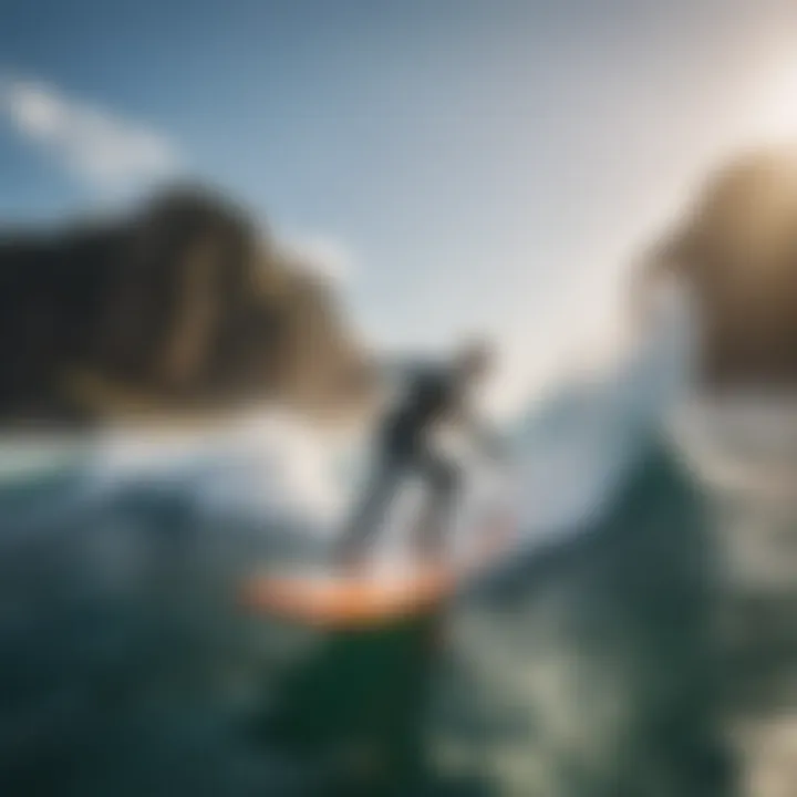 An athlete demonstrating advanced techniques in wing surfing on a beautiful water surface