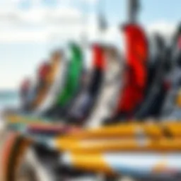 High-quality kitesurfing equipment on display