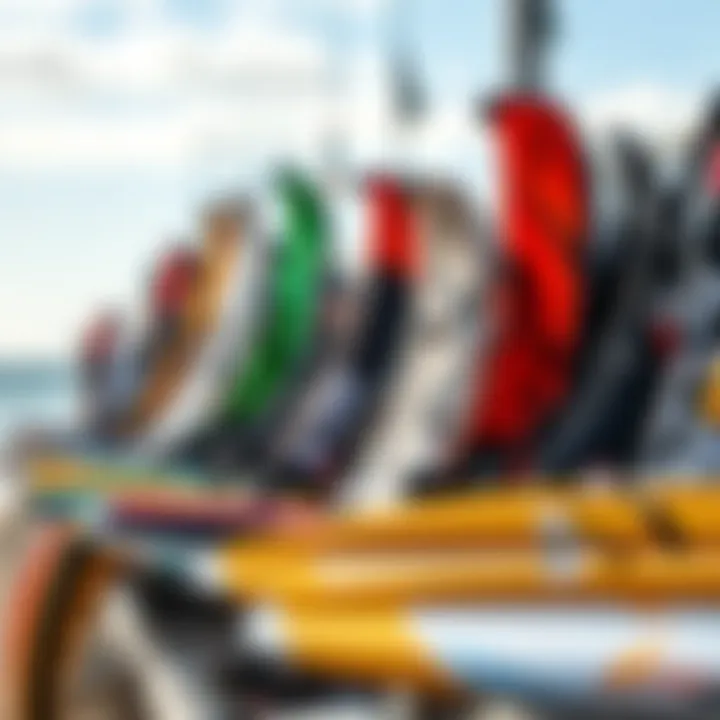 Showcase of Premium Used Kitesurfing Gear High-quality kitesurfing equipment on display