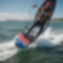 Dynamic view of a kite board in action on the water