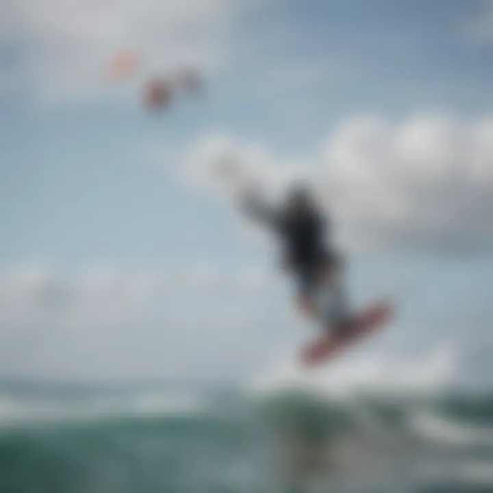 Scenic view of kiteboarding on a windy day