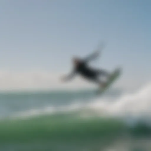 Dynamic kiteboarding action on Lake Erie