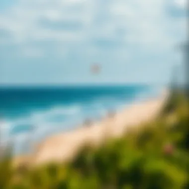 A panoramic view of West Dennis Beach showcasing its expansive shoreline and water