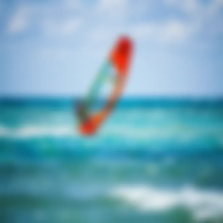 The Art of Gliding: Windsurfing in Action A windsurfer gliding across crystal clear waters with vibrant sails catching the wind