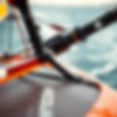 Close-up of windsurfing hydrofoil material and construction features