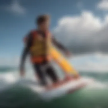 A vibrant windsurfing scene showcasing the importance of life jackets.