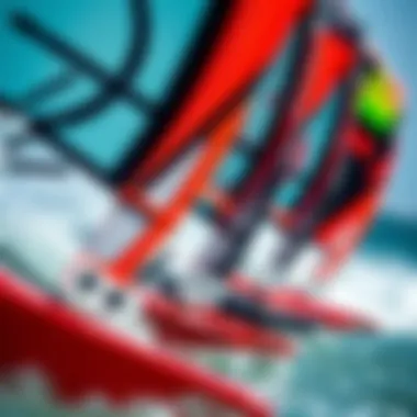 Performance Insights Close-up of kiteboarding wings highlighting performance features and construction materials