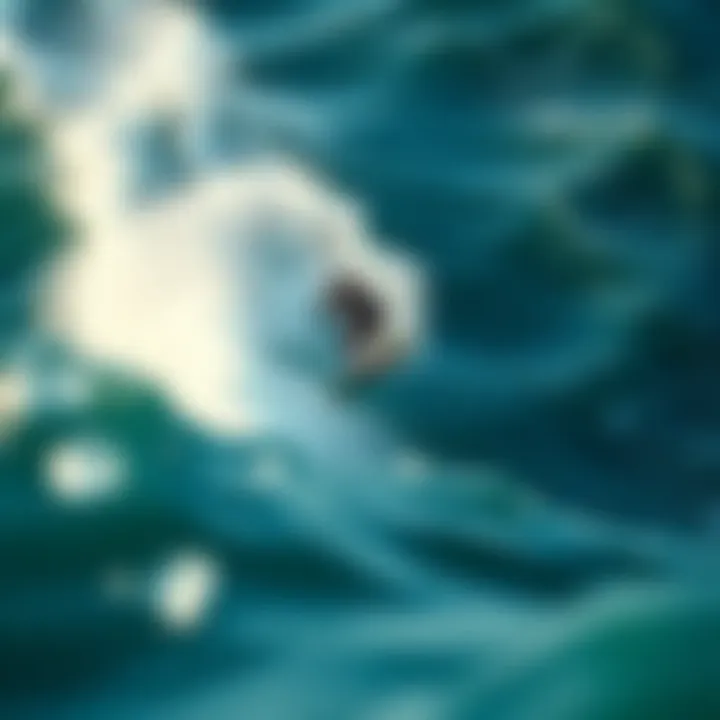 An aerial view of a kiteboarder gliding across the ocean, demonstrating advanced techniques and skill.